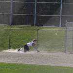 Staff photo/Tate Thomson                                Pitcher Grace Pauls throws ball to Jayna Ott on first.
