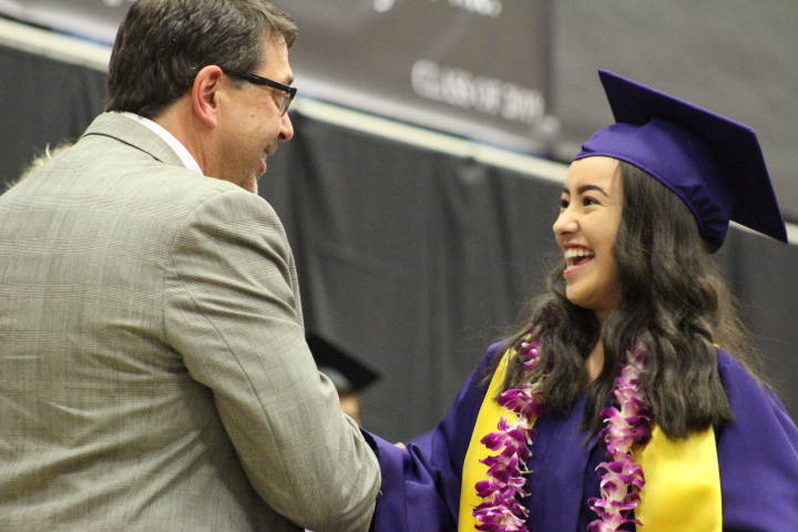 Friday Harbor Graduates throw their caps