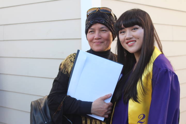 Friday Harbor Graduates throw their caps