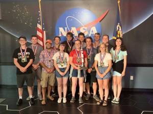 FHHS Aerospace Team photo, left to right; Brandon Payne, Julian Brown, Dan Garner (Teacher), Evan Foley, Joely Loucks, Hank Erickson, Lucy Urbach, Sander Van Hamersfeld, Emmett Carrier, Jaden Jones, Darcy Ayers, Arlo Harold, Emma Mughal. Contributed photo/San Juan Island School District.