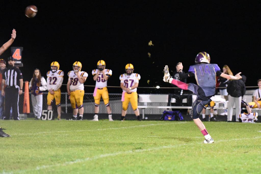 Jordan Lawson, No. 14, gets a good punt downfield. (John Stimpson/Contributed photo)