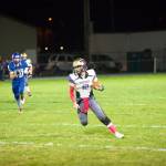 Jaden Jones, No. 10, takes off upfield after catching a pass giving the Wolverines a first down. (John Stimpson/Contributed photo)