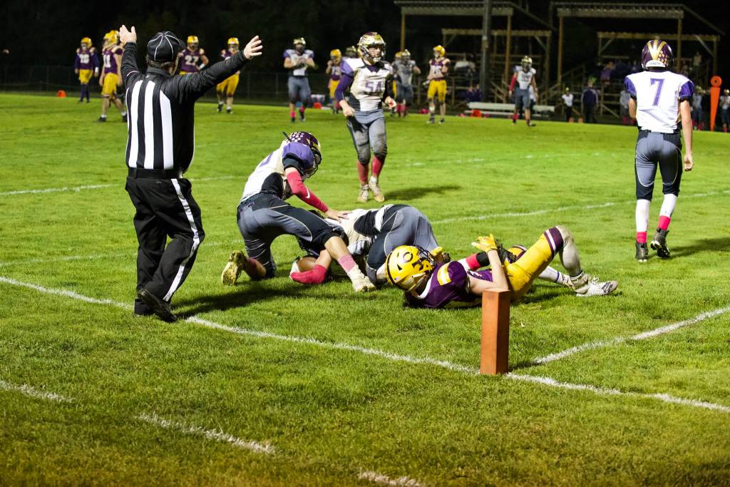 Kyson Jackson, No. 22, defeats a Lion touchdown by intercepting the pass on the two-yard line. (John Stimpson/Contributed photo)