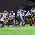 Quarterback Dylan Roberson, No. 7, hands off to Kyson Jackson, No. 22, who plows in for a touchdown! (John Stimpson/Contributed photo)