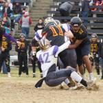#42 Mateo Blackmon secures a stop on the Raider ball carrier.(John Stimpson/Contributed photo.)