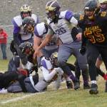 #22 Kyson Jackson fights for inches at the goal line for a touchdown. (John Stimpson/Contributed photo.)