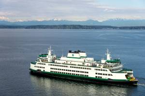 The M/V Samish undergoes sea trials on April 8, 2015, in Seattle, Washington. Photograph by Stuart Isett/Vigor Industrial 2014 Stuart Isett. All rights reserved.