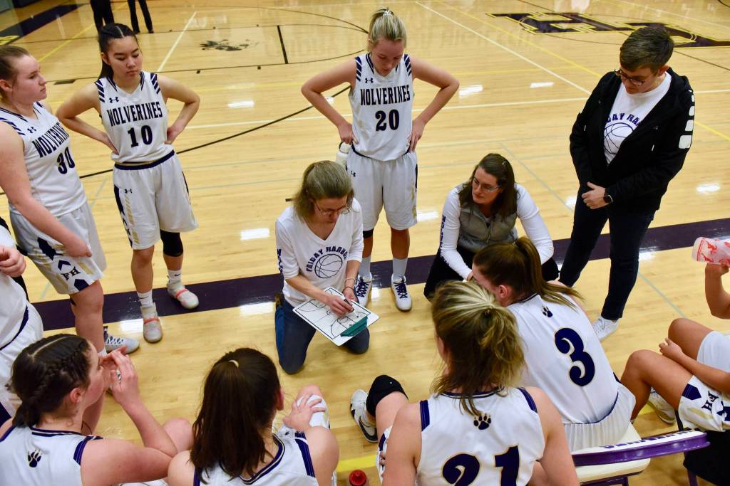 Head Coach Sue Grenfell explains strategy for the ultimate Lady Wolverine win! (John Stimpson/contributed photo.)
