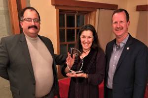 Deputy Fire Chief Noel Monin, Kathleen Salinas and Fire Chief Norvin Collins. (Contributed photo.)