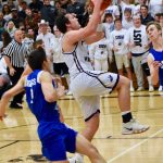 Gavin Mason excites the crowd with his drive to the basket. (John Stimpson/contributed photo.)