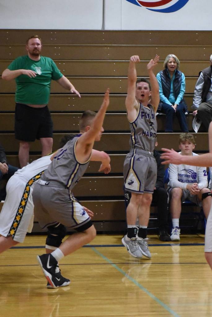 Ethan Germain shoots his signature three-point shot for three! (John Stimpson/contributed photo.)