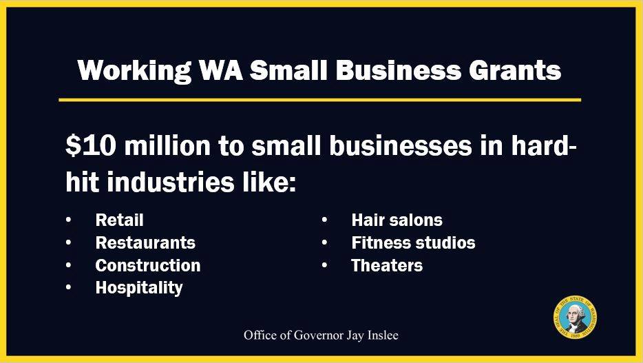Inslee announces expanded county variance criteria and small business grants