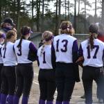 The seniors meet to discuss strategy. (Jennifer Ayers photo)