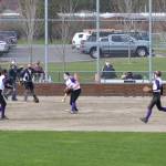 Audrey Allen throws to first for the out. (Jennifer Ayers photo)