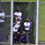 Fallon Taylor, Ellee Perkins, and Darcy Ayers in the dugout. (Jennifer Ayers photo)