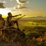 Two Hadza hunters overlook their territory bordering Lake Eyasi, east of the Serengeti Plains, Tanzania. (Carol Beckwith and Angela Fisher photo)