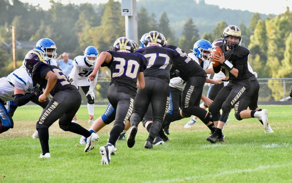Wolverine Quarter Back Dylan Roberson, #7, stays calm while under pressure. (John Stimpson photo)