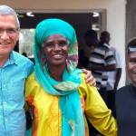 <em>Photo courtesy of Carl Wilkens </em>
Wilkens in Rwanda in 2019 with a survivor who has reconciled with the man who killed her husband and sons