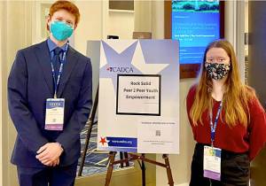 Contributed photo
Rock Solid leader Luke Fincher and team member Haley Rennick represented the San Juan Island Prevention Coalition (SJIPC) and Rock Solid.