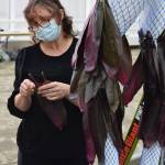 Patricia Guthrie/Contributed photo
Kara Natalia Navradszky of San Juan Islands Apotheca Design working on her mannequin before the garden show opened.