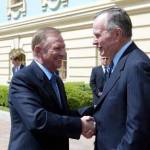 Contributed photo
Former President George Bush shaking hands with Ukrainian President Kuchma, Necia Quest to the right