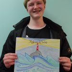 Island Rec/Contributed photos
Left: 2nd place winner James Sears with runner up poster. Right: Ezra Gamez, with winning poster.