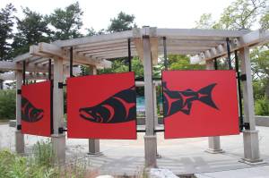 Heather Spaulding/ Staff photo
Salmon on the back of the Plaza exhibit panels