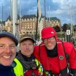 Team Pocket Rockanaut crew in Victoria B.C. after completing the first leg of the 2022 R2AK Race To Alaska. From left, Doug McCutchen of Friday Harbor, Karl Unterschuetz of Missoula, Montana, and Tim Hutchinson of Seattle.