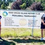 Contributed photo
Maggie Kulyk and Christine Lee of Orcas Island, gold winners of the womens doubles division, with silver winner Kathy Cox and Po Powell of San Juan Island.