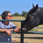 Kelley Balcomb-Bartok  Staff photo
Founder Julie Duke enjoys the company of horses, spending some quality time with Hans.