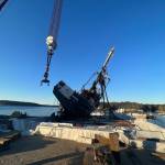 Contributed photo by the Washington Department of Ecology
The Aleutian Isle on a barge after being lifted out of the water Sept. 21.