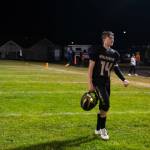 Contributed photo by Kathryn Wheeler
Freshman wide receiver and defensive back Landon Weidmaier exits the field after the upset
