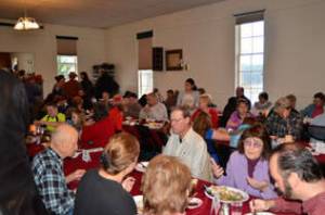 Contributed photo by the SJI Community Thanksgiving Dinner
Islanders gather at a Thanksgiving Dinner when it was held at the Grange.