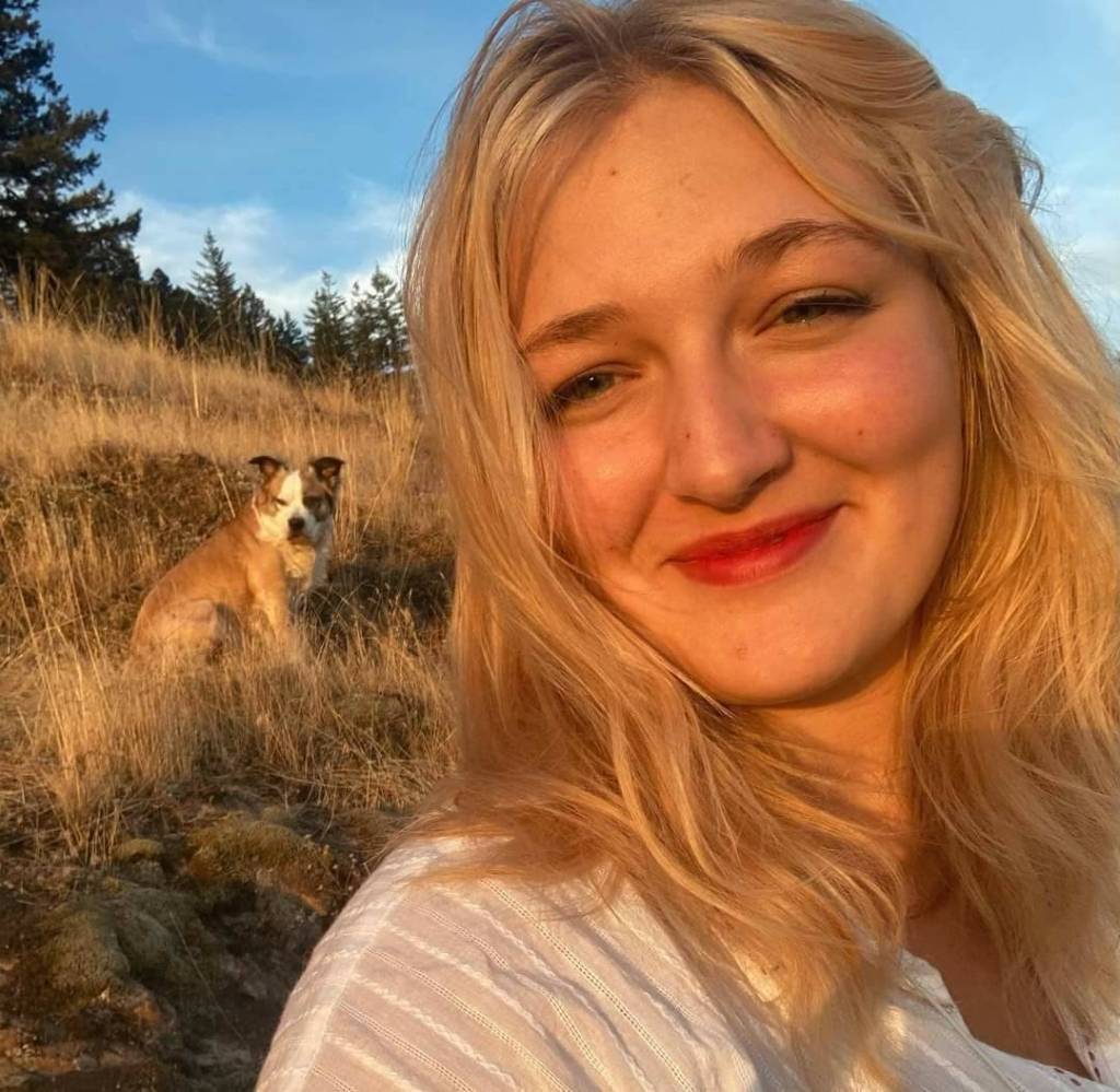 Myla with her dog Taco.