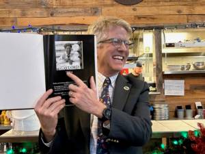 Heather Spaulding Staff photo
Randy Gaylord shows off the gift presented to him by the Prosecutors Office staff.