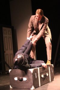 Heather Spaulding  Staff photo
Scott Mapstead as protagonist Richard Hannay fights with a police officer atop a train.