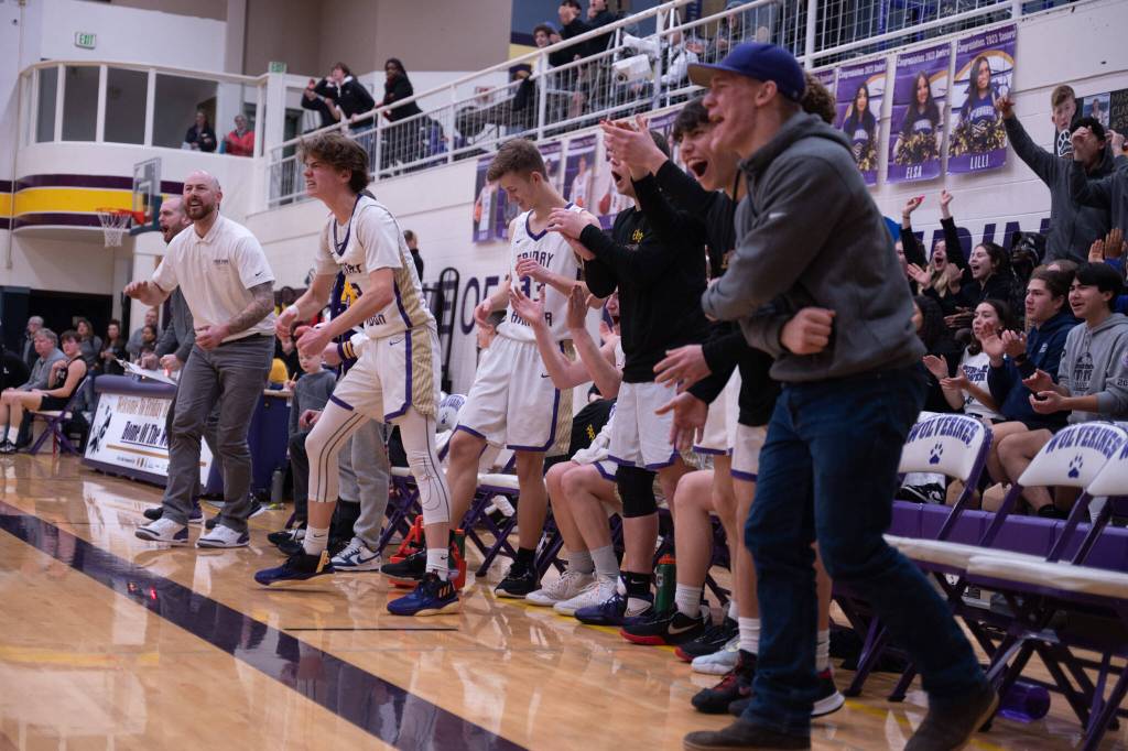 Contributed photo by Kathryn Wheeler
From the bench, the Wolverines boys team cheer each other on.