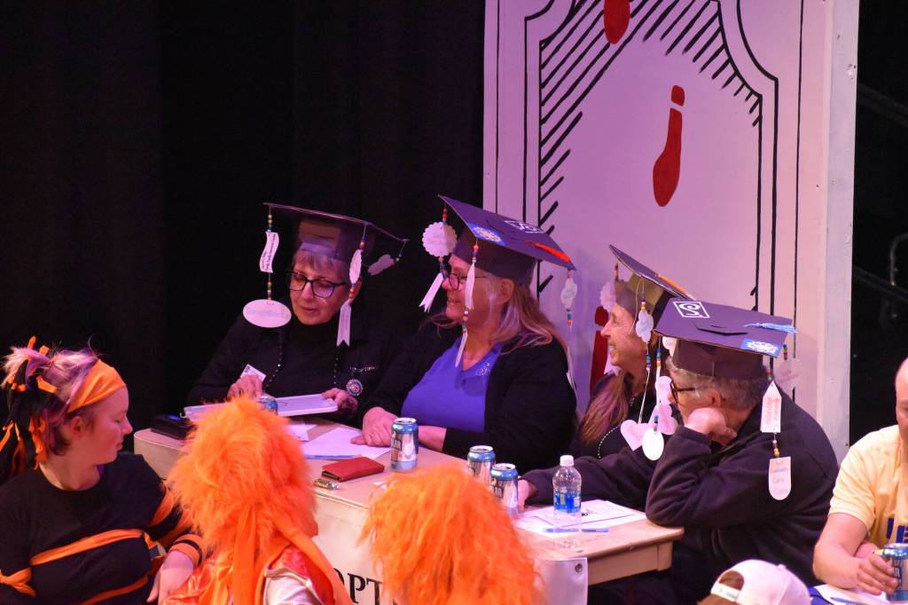 Kelley Balcomb-Bartok \ Staff photo
The Knowledge Bowl Soroptimists team write their answer during the San Juan Public Schools Foundations 28th annual Knowledge Bowl.