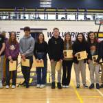 Staff photo by Kelley Balcomb-Bartok
Friday Harbor High School Principal's Honors Awards were presented to Class of 2024 students Becca Bryan, Alden Carli, McKenna Clark, Elliott Deshon, Grace Eltinge, Drake Goodrich, Maria Magana-Navarro, Ava Martin, Stephen Nicholson, Vincent Procaccini, and Bryce Ridwan during the FHHS Celebration of Academics event held March 10 in the Turnball Gym. This award recognizes students who earned a 4.0 GPA during the Spring 2022 and/or Fall 2022-2023 semesters.