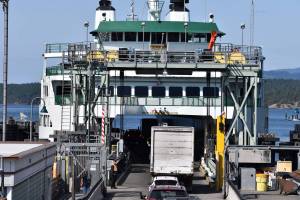 Kelley Balcomb-Bartok / staff photo
The WSF Suquamish, one of four ferries connecting the islands to the mainland, loads vehicles bound for Anacortes.