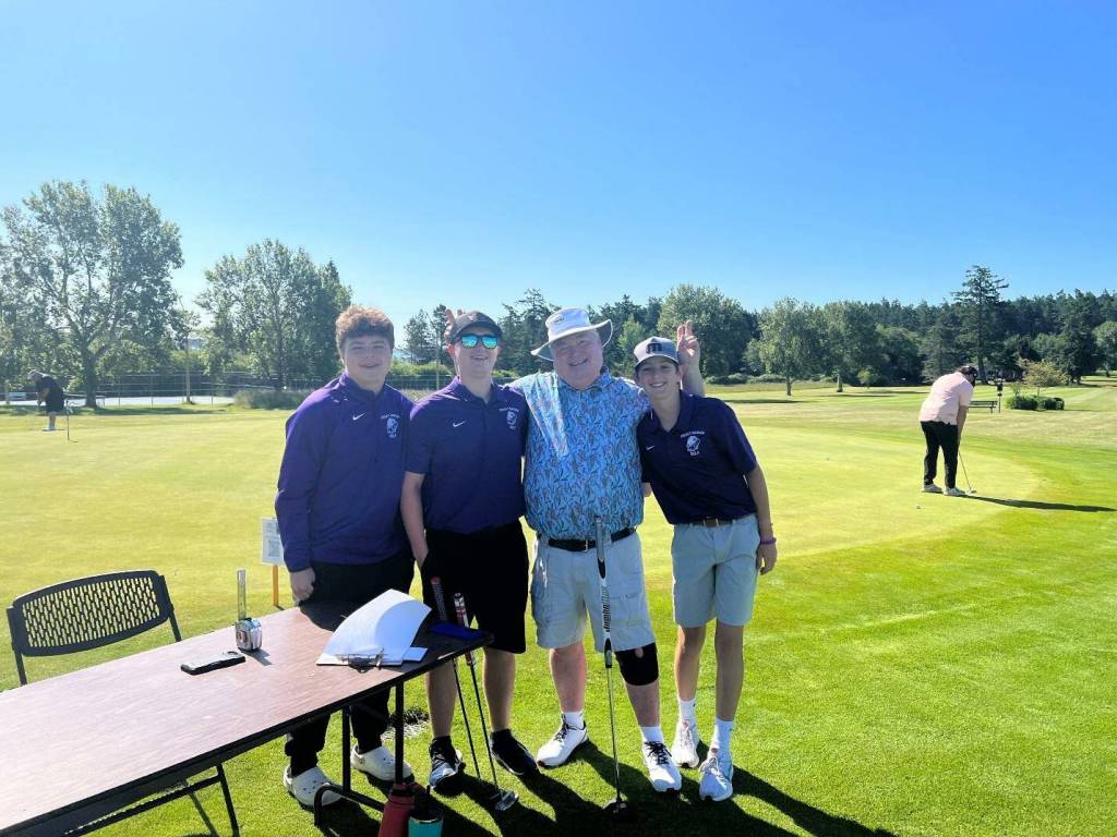 Contributed photo
Golf teammates PJ Nixon, Finn Graham, Sam Herda and PGA Teaching Professional Marcus King announced the winners.