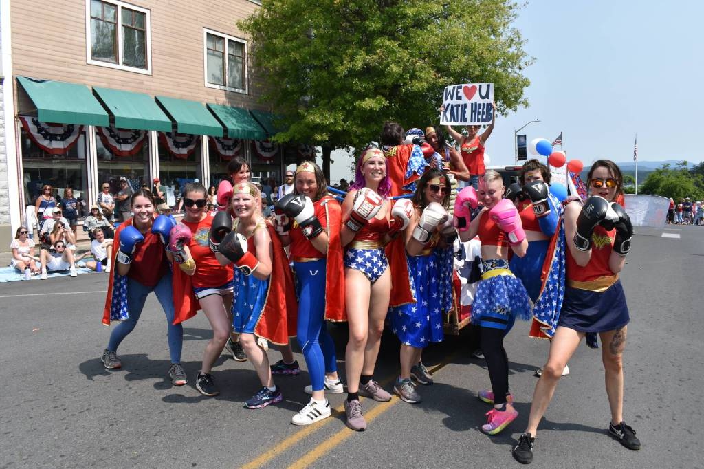 Kelley Balcomb-Bartok staff photo
A large group of Wonder Women with Boo Boos Boxing showed their strength and physical fitness during the 2023 Friday Harbor Fourth of July parade.