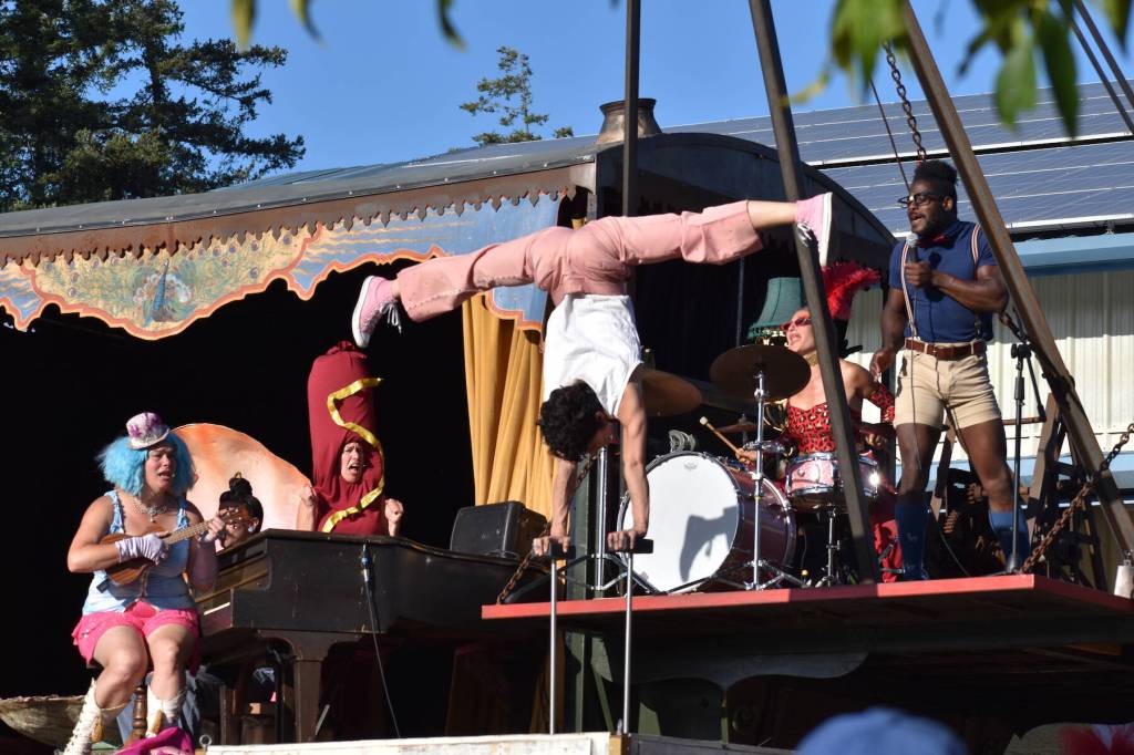 Staff photo  Kelley Balcomb-Bartok
"Manny" showed off dance moves, gymnastics and aerial feats.