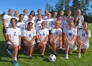 Kathryn Wheeler / Staff photo 
FHHS Girls Soccer Team. Back row (L-R): Morgan Douglass, Georgia VanderYacht, Norah Leighton, Stella Carli, Sheya Welty, Jenn Garfias, McKenna Clark, Charley Sampson, Ava Martin, Georgia Keune. Middle row (L-R): Atziry Orozco, Grace Eltinge, Bella Ross, Ella Raichlen, Luca Pignatiello, Nylah Pieples, Frankie Pignatiello. Junior Varsity, front row (L-R): Piper Filkin, Susi De Bruyn, Hazel Leighton, River Eisenhardt, Juniper Reynolds, Meadow Carlson.