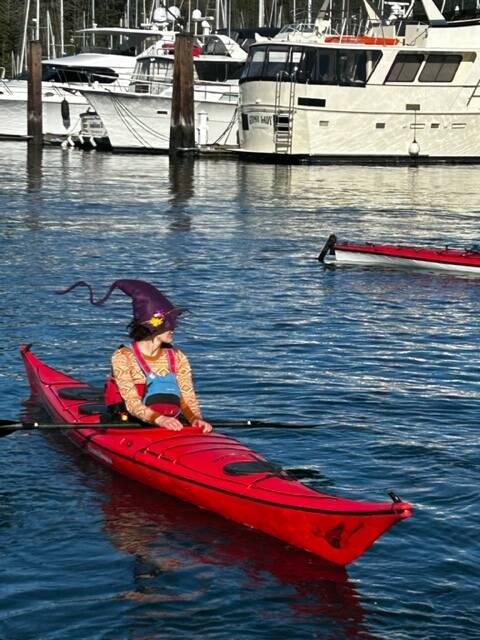 Heather Spaulding \ Staff photo
A witch relaxes having reached the Spring Street dock.