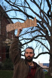 Heather Spaulding Staff photos
Heather Spaulding / Staff photo
An attendee Nov. 15 holds up a sign for cease-fire