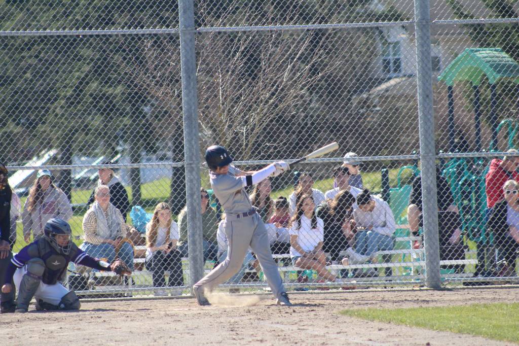 Staff photo/ Isabel Ashley
Elliot Samonas, senior, at the bat