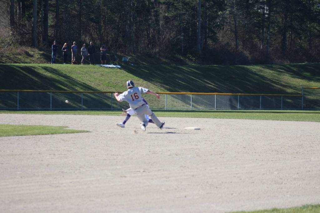 Staff photo/ Isabel Ashley
Cody Anderson, senior, slides into second