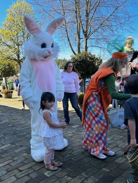Heather Spaulding Staff photo
Easter Bunny and Carrot distribute chocolate at Roche Harbor.