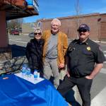 Isabel Ashley \ Staff photo
Fire Chief Noel Monin (right) and Fire Commissioner Warren Appleton (middle) are stationed at the corner of Spring and 2nd street, waiting to give stamps to those participating in the Easter Walk.
Isabel Ashley \ Staff photo
Fire Chief Noel Monin (right) and Fire Commissioner Warren Appleton (middle) are stationed at the corner of Spring and 2nd Street, waiting to give stamps to those participating in the Easter Walk.
